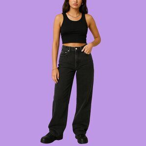 Levi’s Premium High Loose Jeans Women’s Size 25 Black Wide Leg Y2K Streetwear